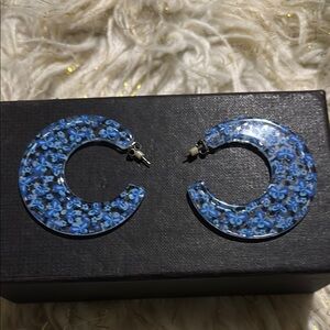 Butterfly Blue Hoop Earrings